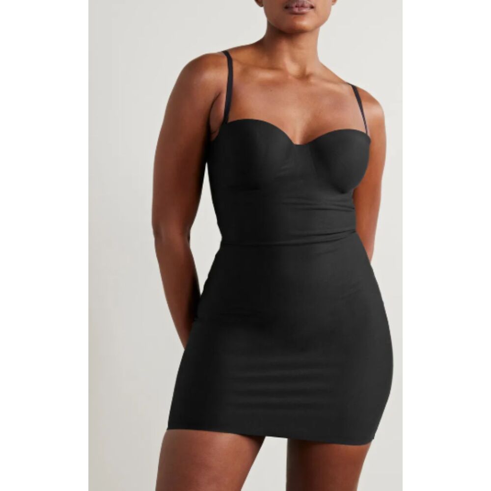 SKIMS Body Basics Molded Underwire Black Slip Dress L